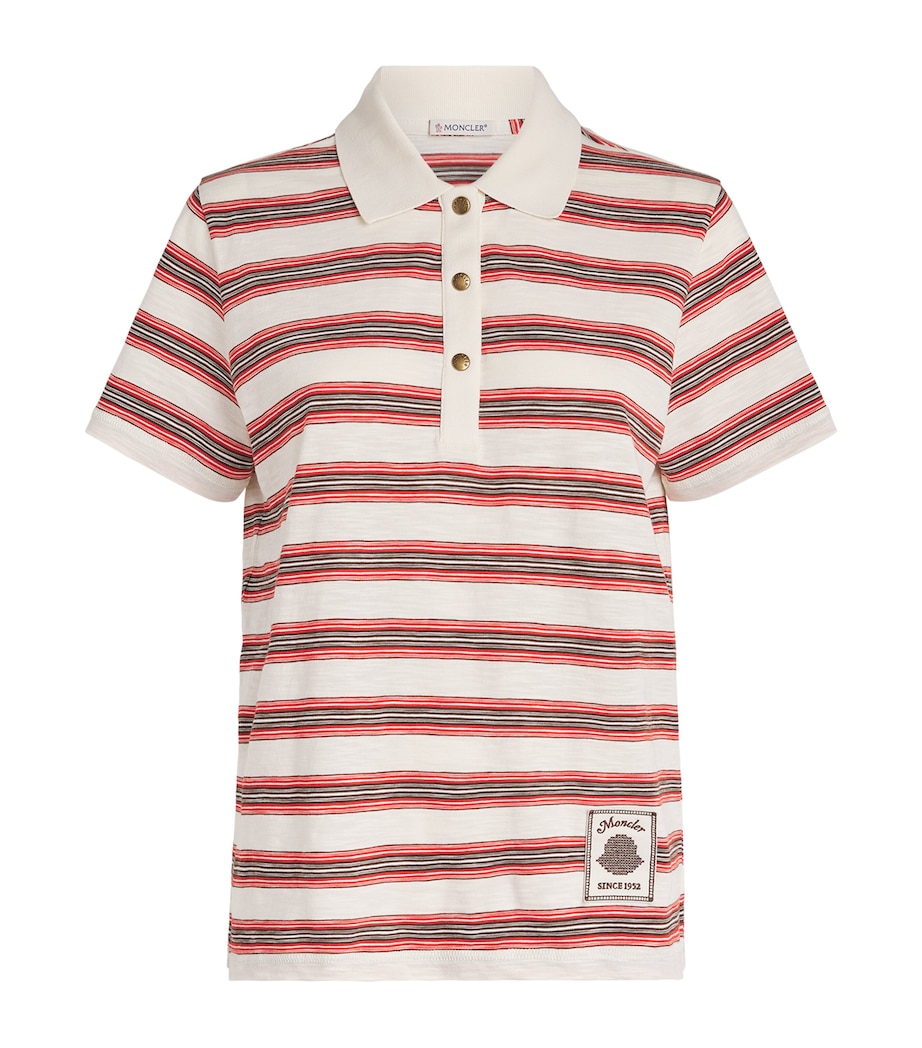 Moncler Womens Cotton Stripe Polo Shirt Image 1