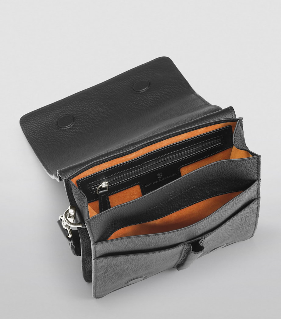 Graf von Faber-Castell Small Leather Cashmere Messenger Bag Black Image 2
