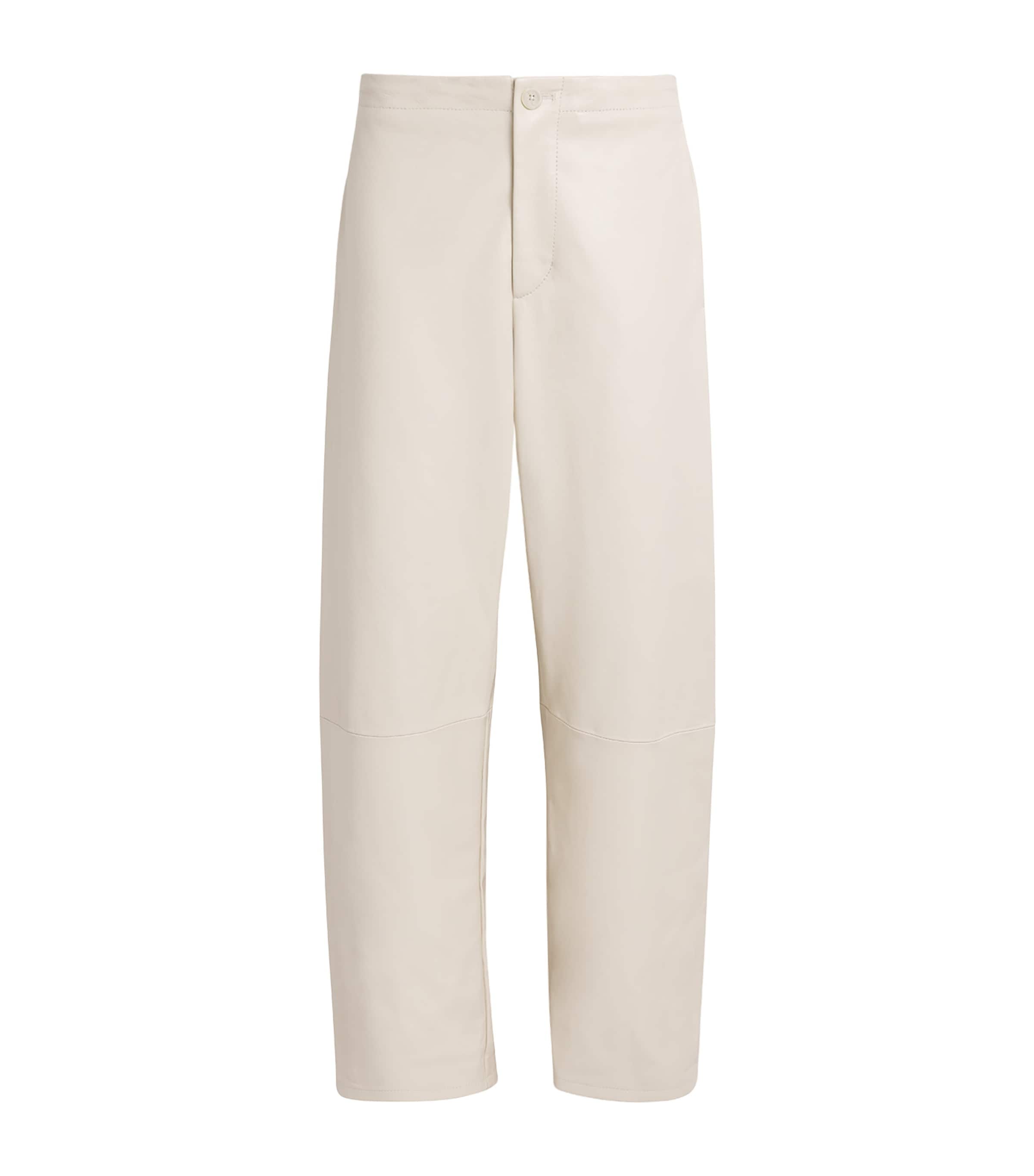 Lauren Manoogian Womens Nappa Leather Wide-Leg Trousers Ecru Image 1