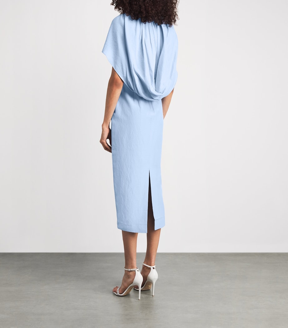 Roland Mouret Womens Cape-Detail Midi Dress Blue Image 4