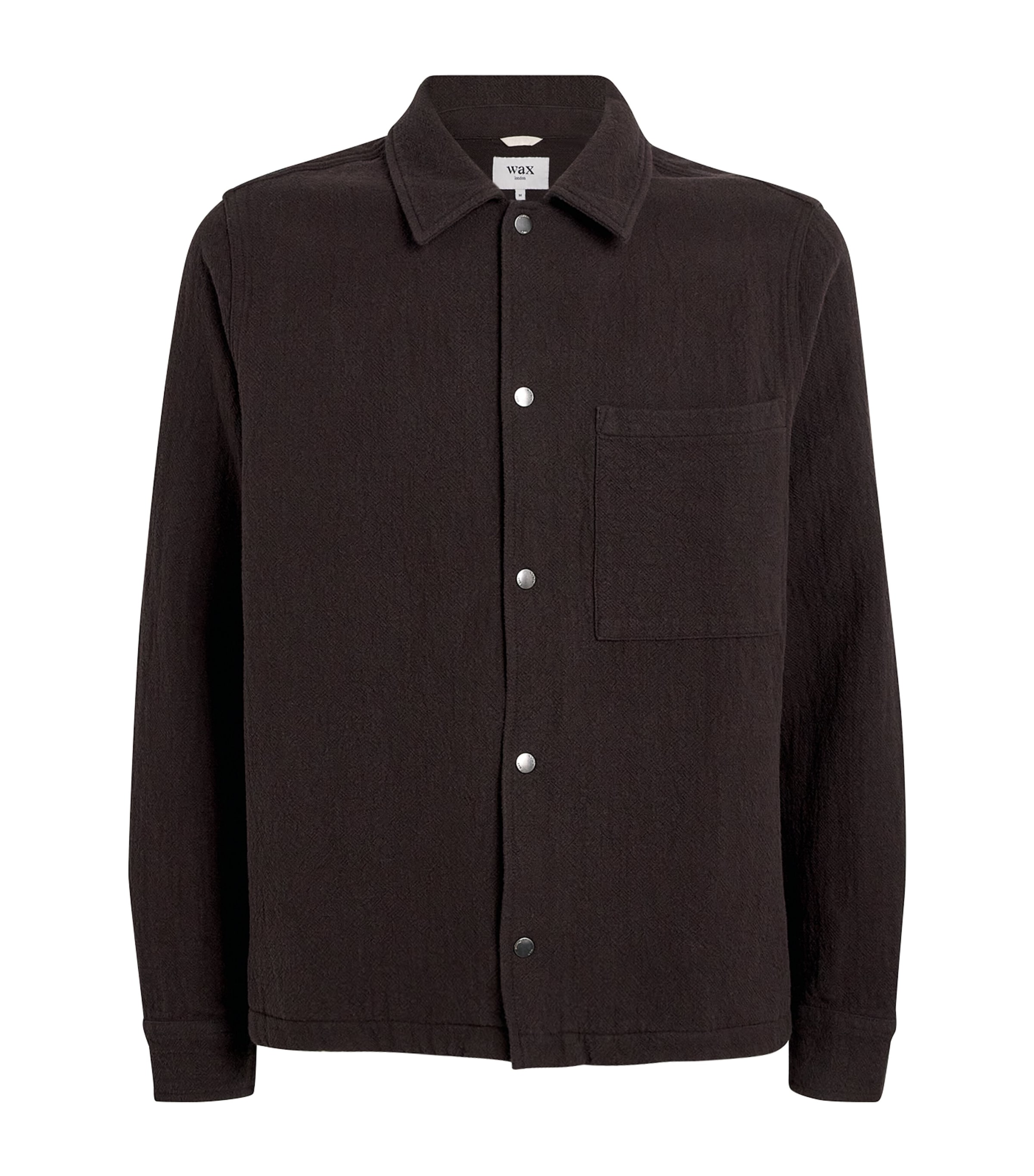 Wax London Mens Cotton Romer Overshirt Dark Brown Image 1