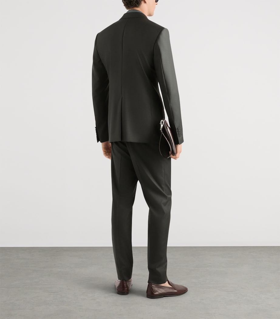 Dolce&Gabbana Mens Virgin Wool Double-Breasted Blazer Dark Green Image 3