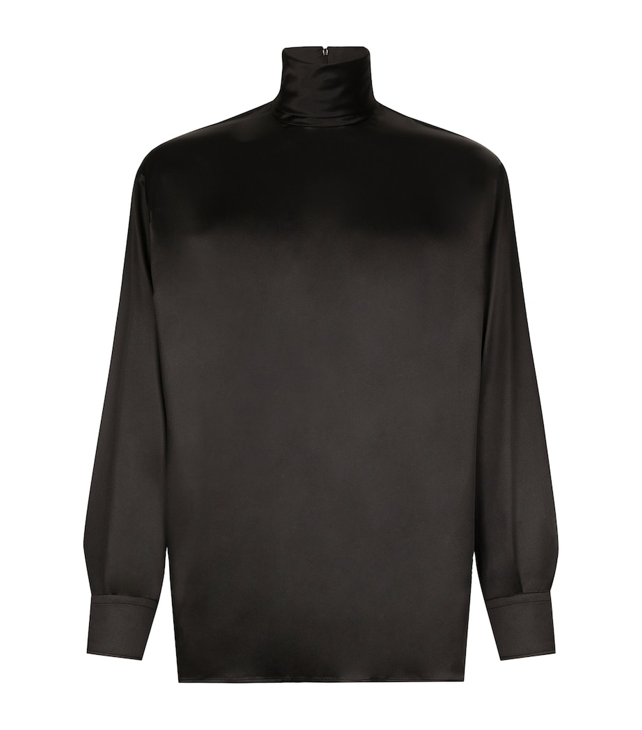 Silk High-Neck Shirt N0000-BLACK Image 1