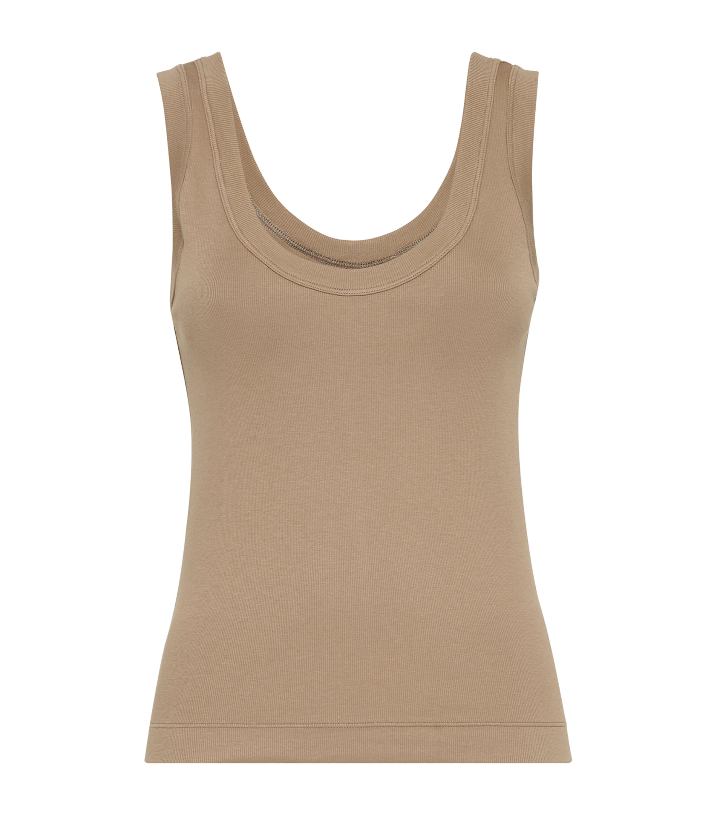 Brunello Cucinelli Women Cotton Top With Shiny Details In Brown