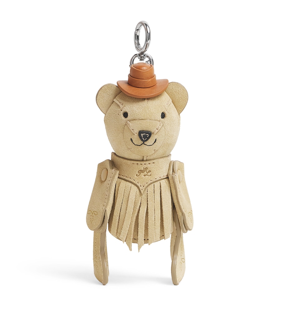 Polo Ralph Lauren Suede Western Polo Bear Bag Charm Cashew Image 1