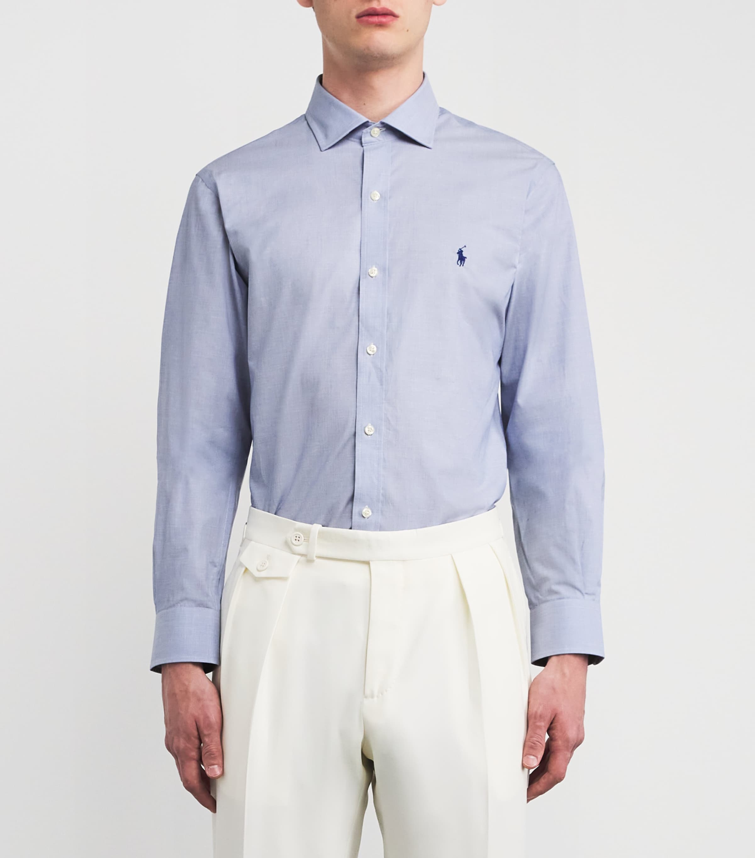 Poplin Slim-Fit Shirt 3210A LIGHT BLUE/WHI Image 3