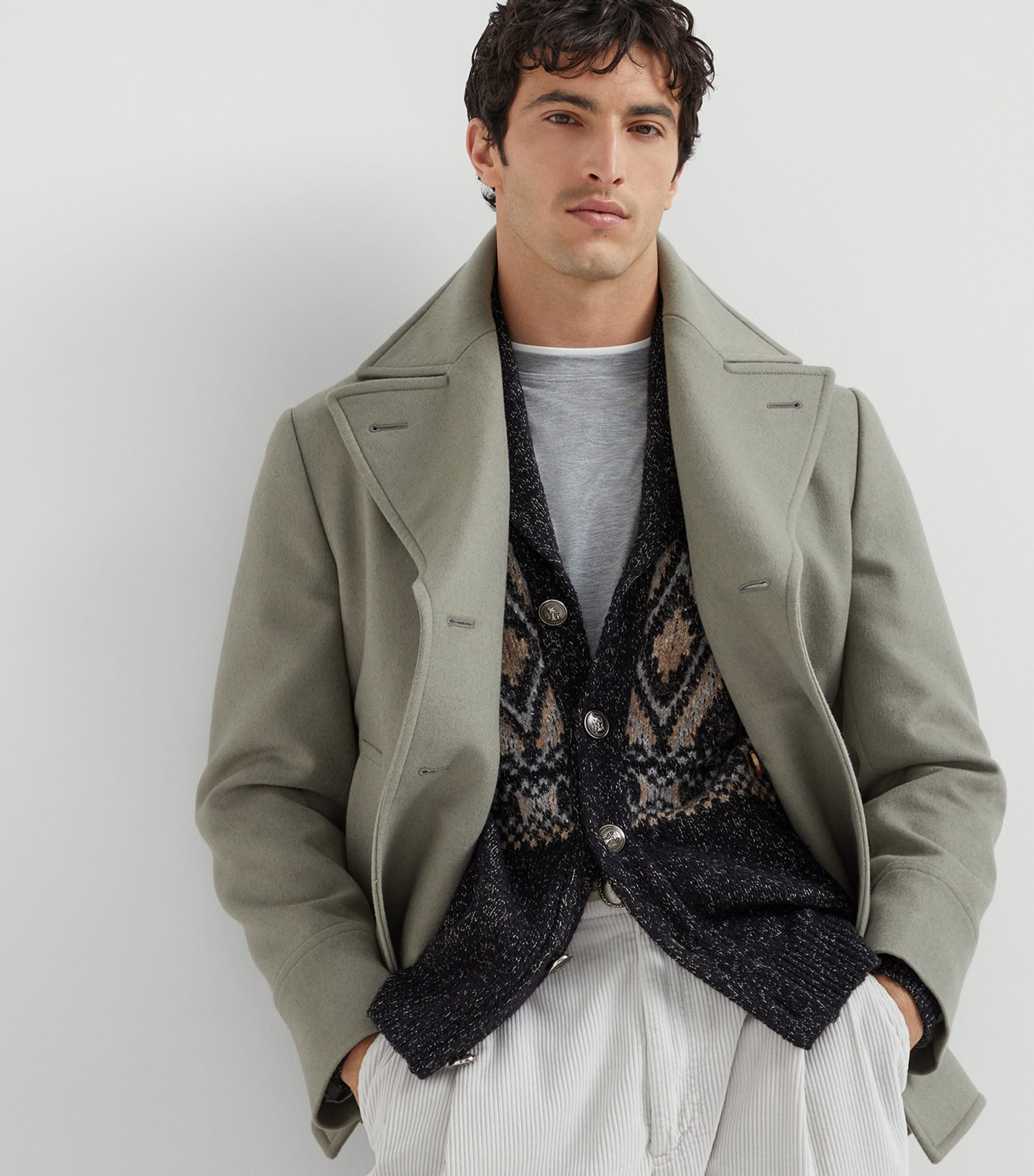 Mouliné Virgin Wool-Silk-Cashmere Jacquard Cardigan CUL12 Image 6