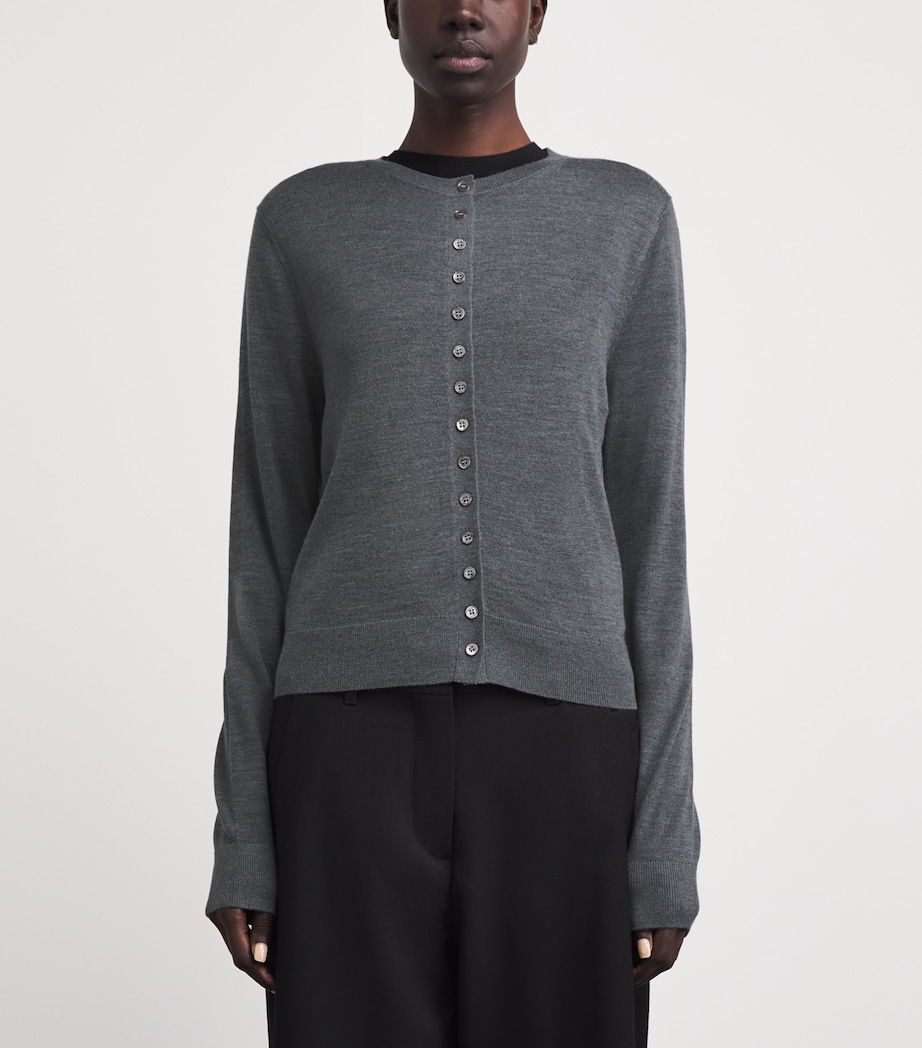 Almada Label Womens Wool-Silk-Cashmere Hayla Cardigan Grey Image 4