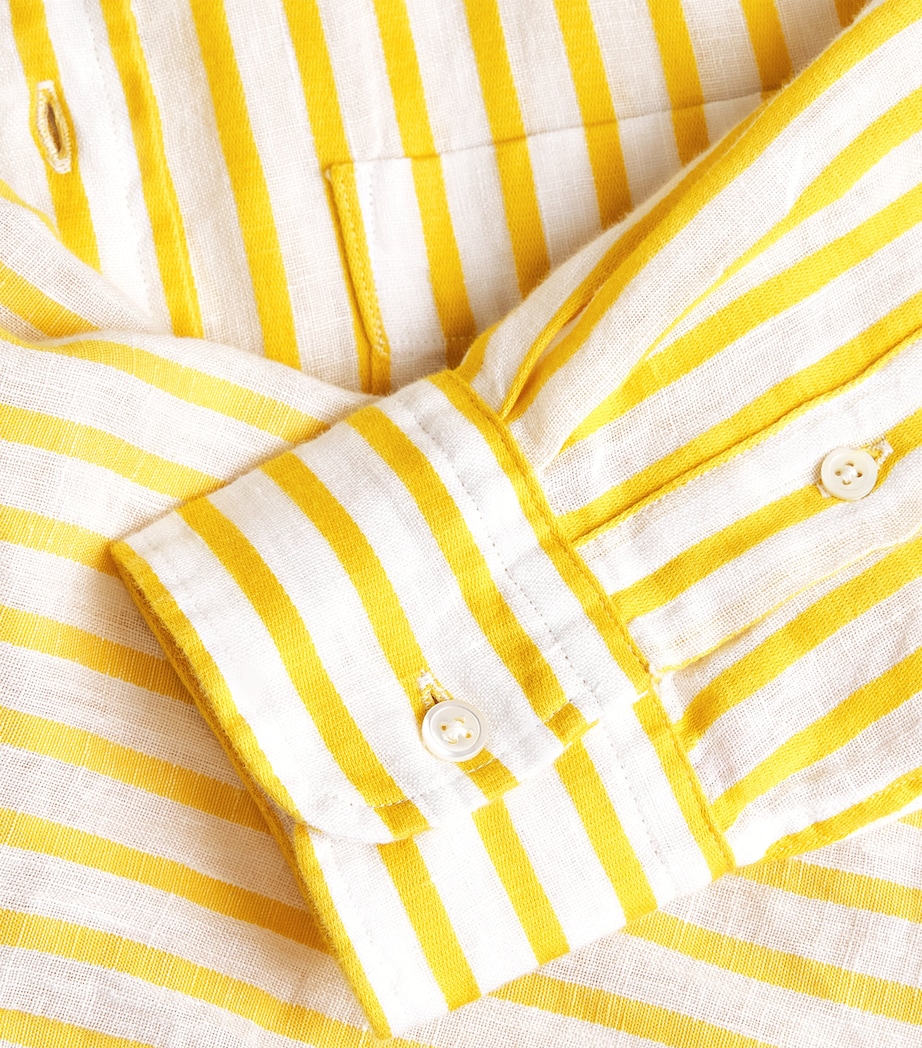 Polo Ralph Lauren Womens Linen-Cotton Stripe Shirt White Yellow Image 6