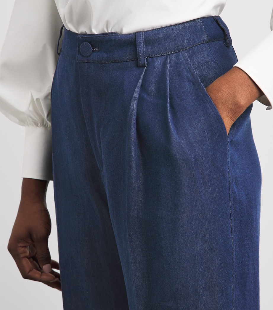 Huishan Zhang Womens Chambray Lucian Wide-Leg Trousers Blue Image 3