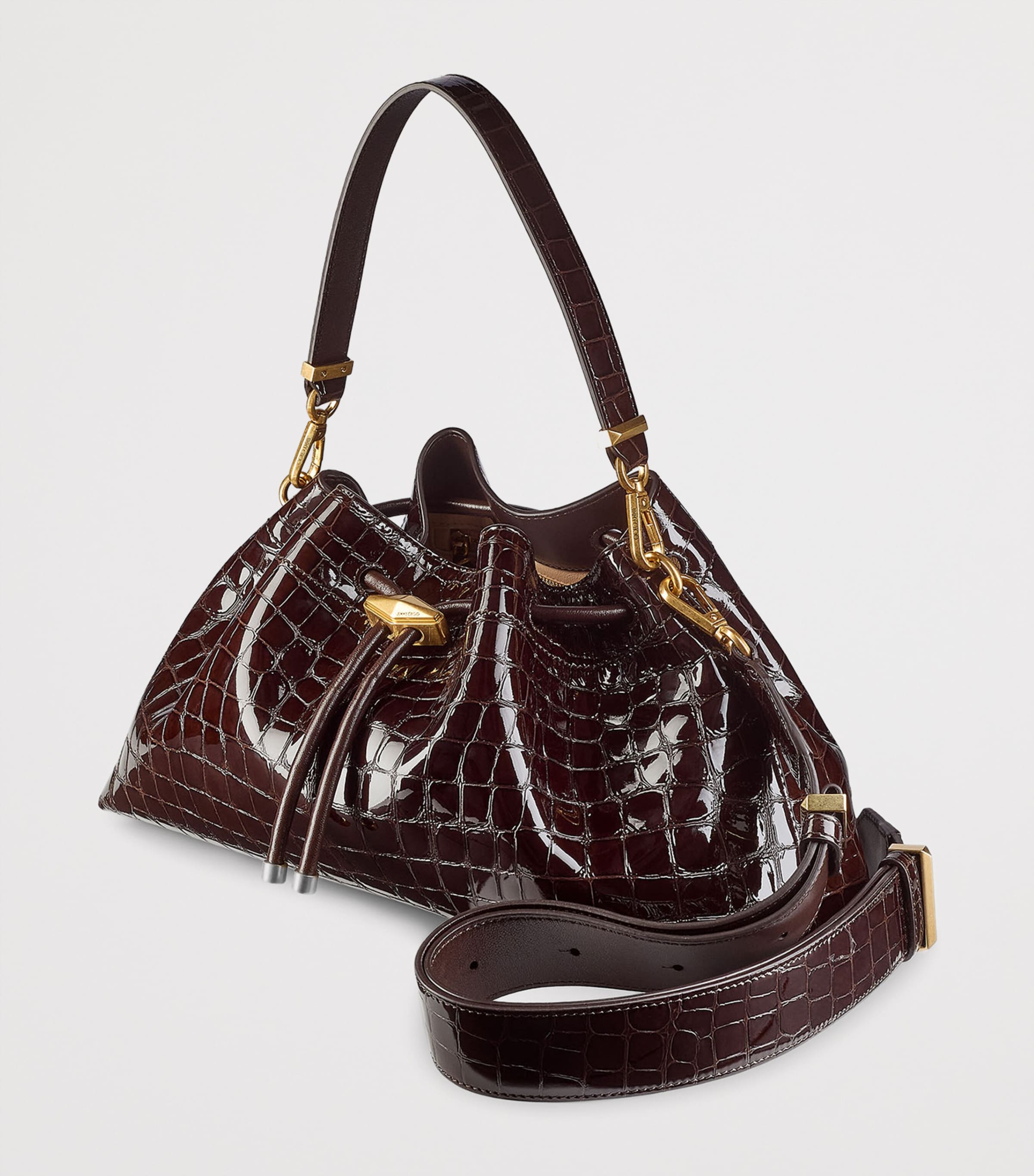 Medium Cinch Leather Shoulder Bag SAMBUCO/GOLD Image 3