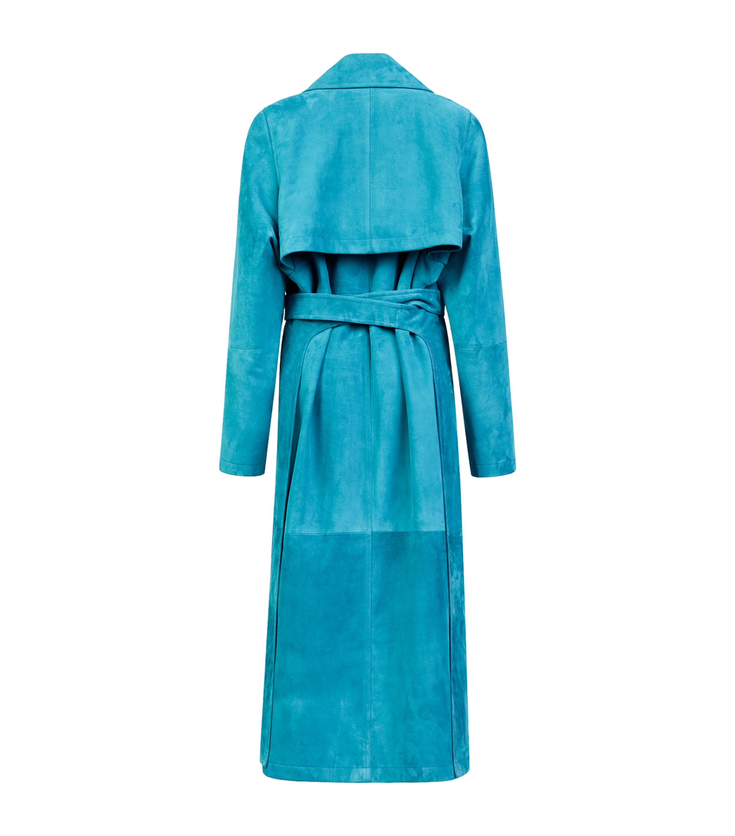 Alaïa Womens Goat Suede Trench Coat Turquoise Image 2