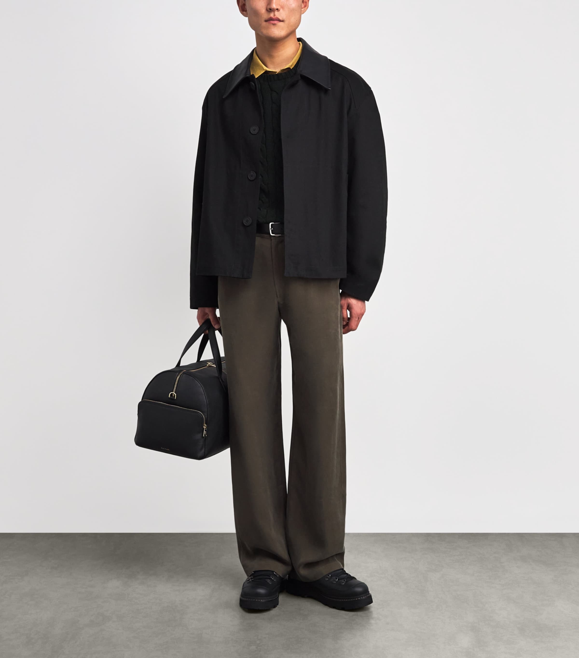 Cotton Cable-Knit Sweater BLACK Image 2