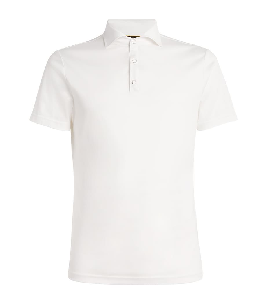 White Cotton Press-Stud Polo Shirt - Image 1