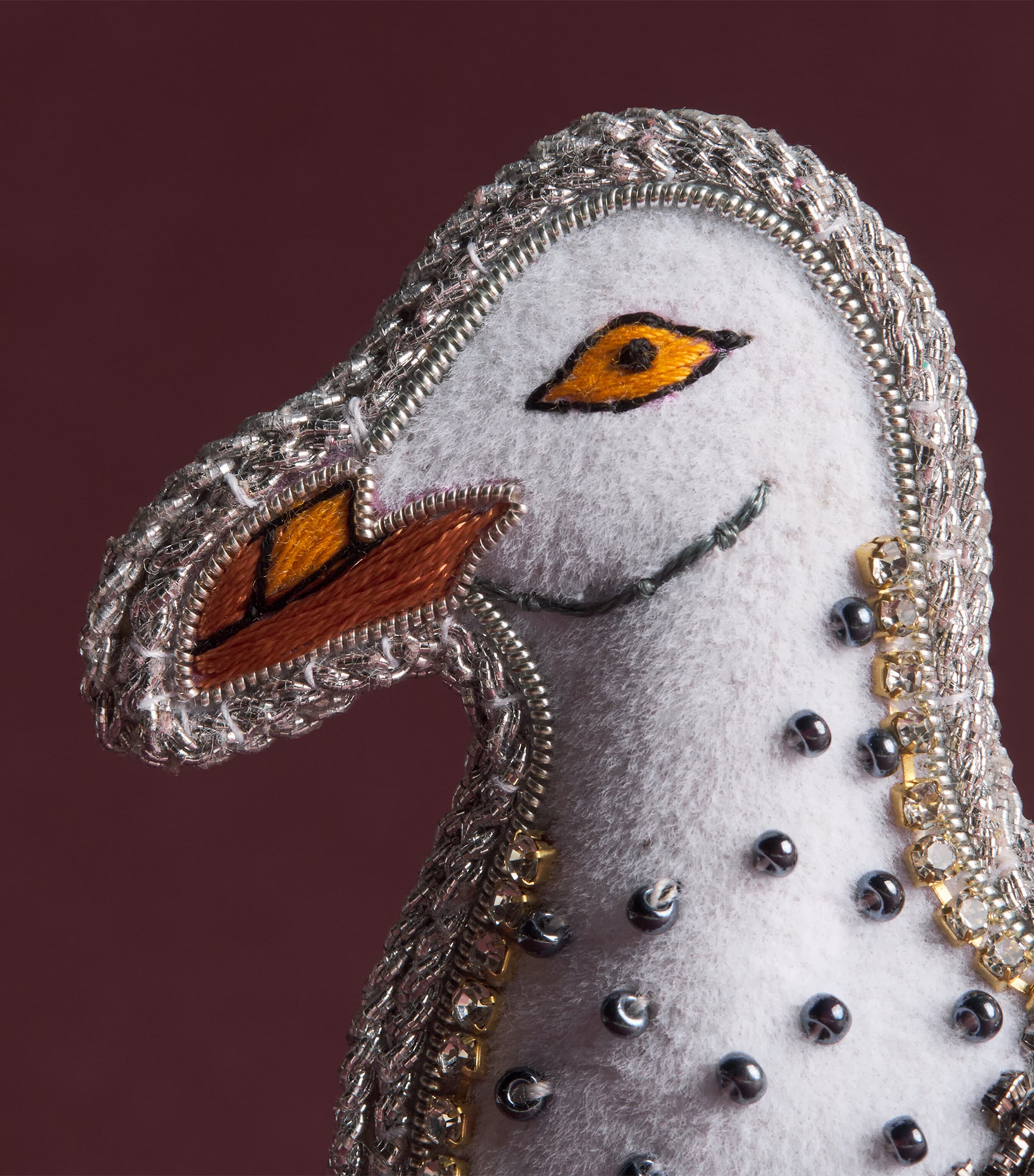 Tinker Tailor Beaded Seagull Tree Decoration White & Silver Image 2