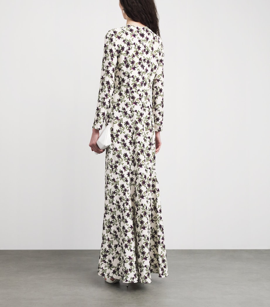 Emilia Wickstead Womens Silk Floral Silverio Maxi Dress Prpl/olv On Ivry Image 4