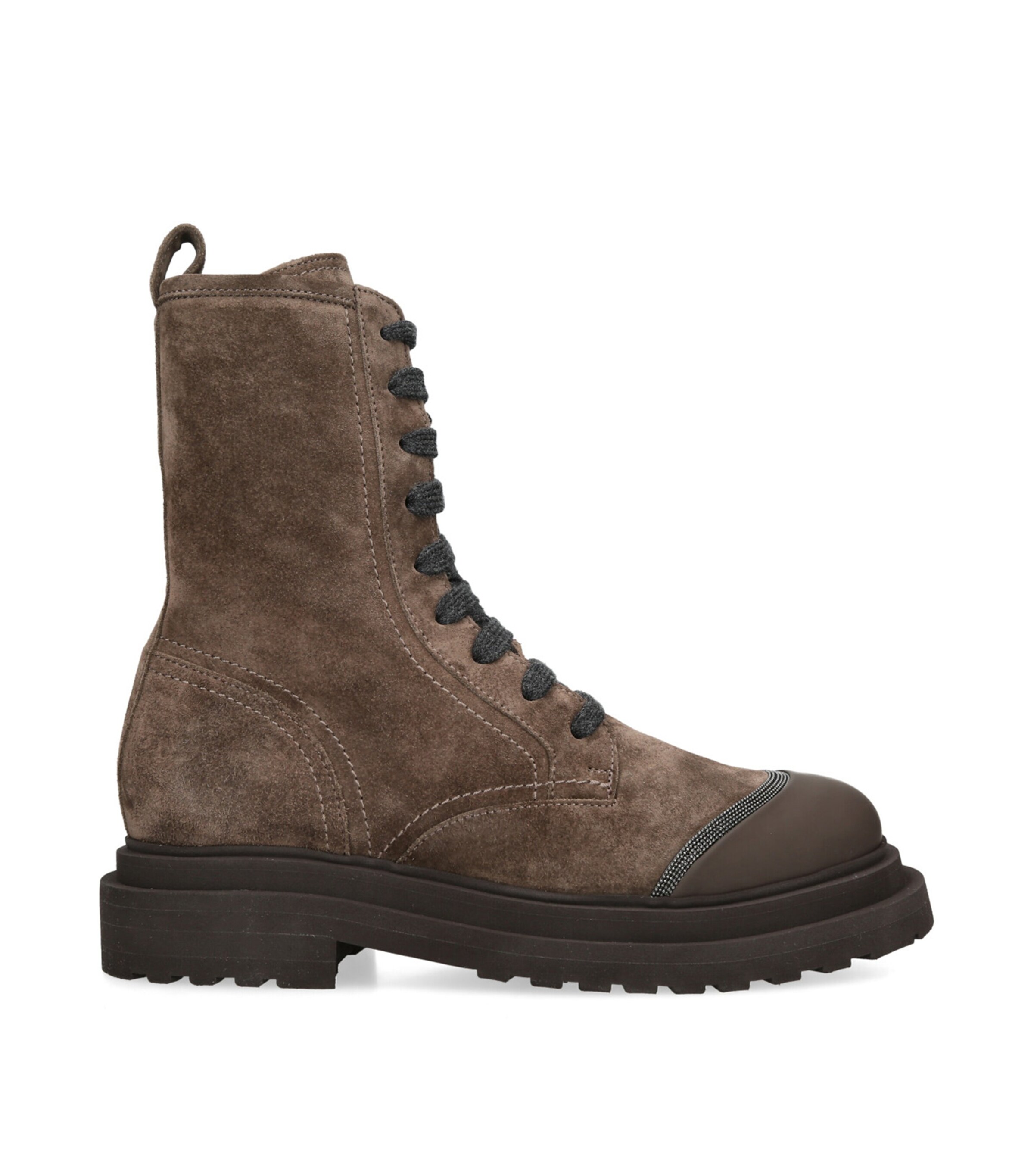 Brunello Cucinelli Suede Lace-Up Boots Dark Brown Image 1
