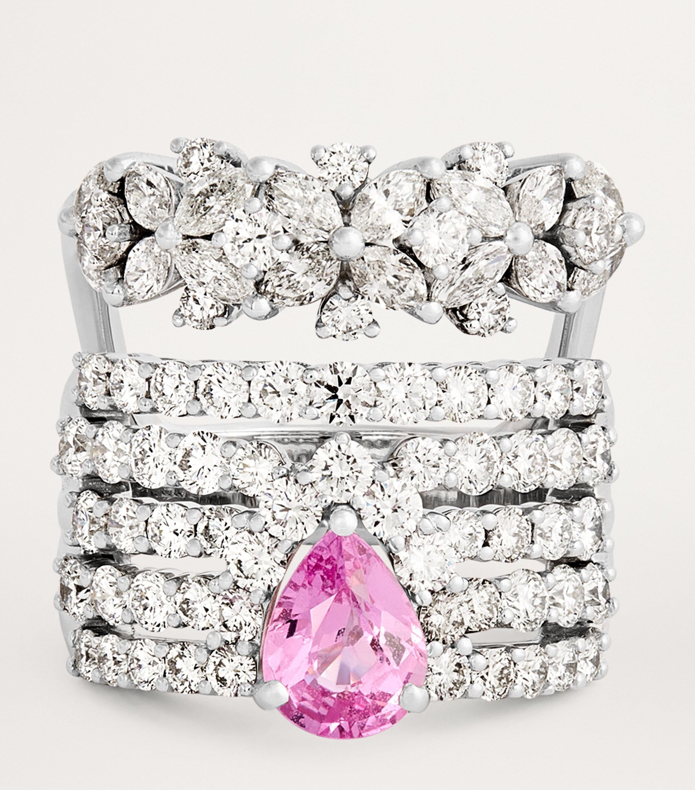 White Gold, Diamond and Pink Sapphire Reign Supreme Ring WHITE GOLD Image 4