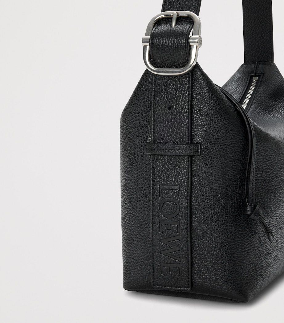 Leather Loop Hobo Shoulder Bag BLACK Image 6