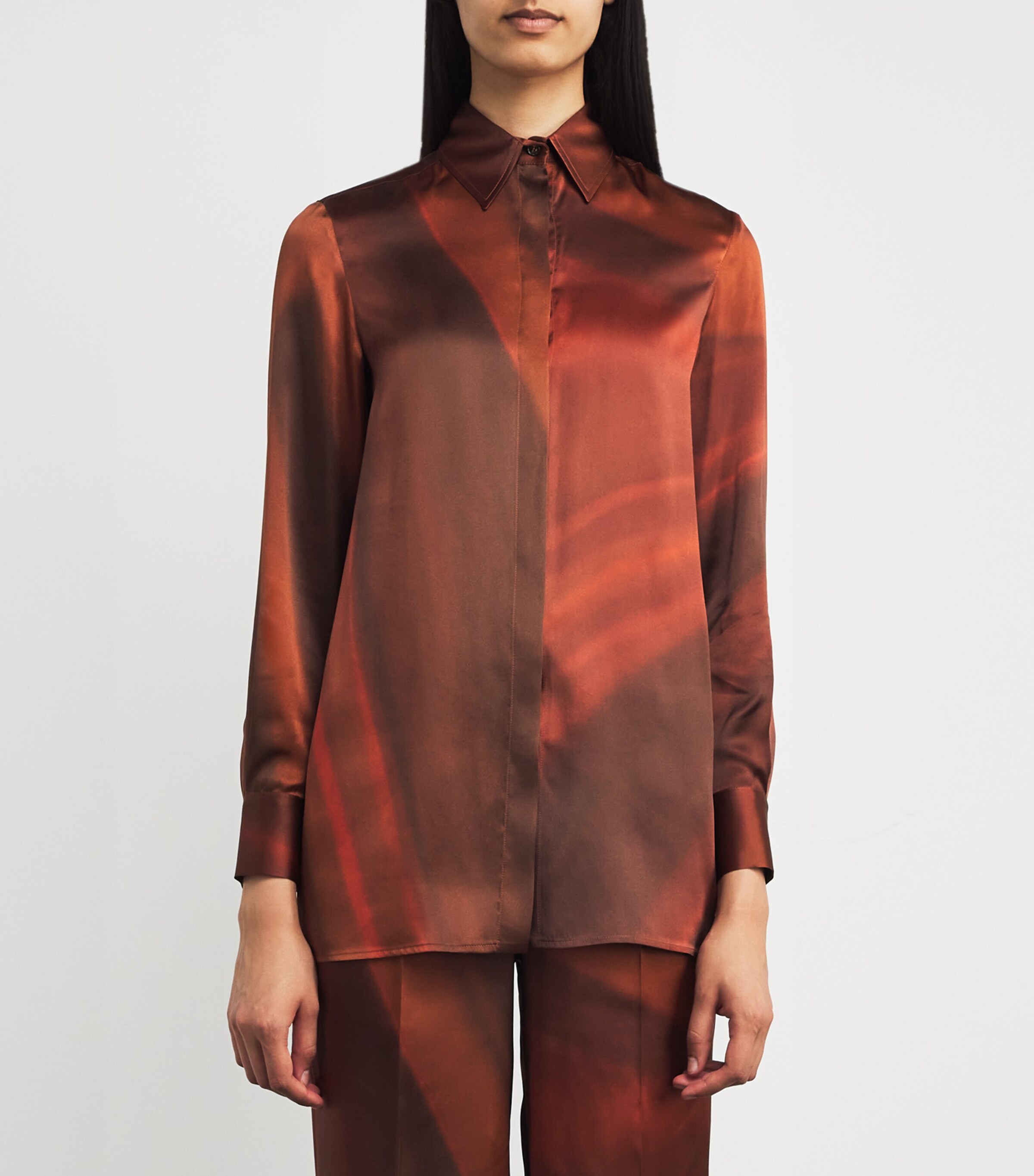 Kiton Womens Silk Shirt Brown/rust Image 3
