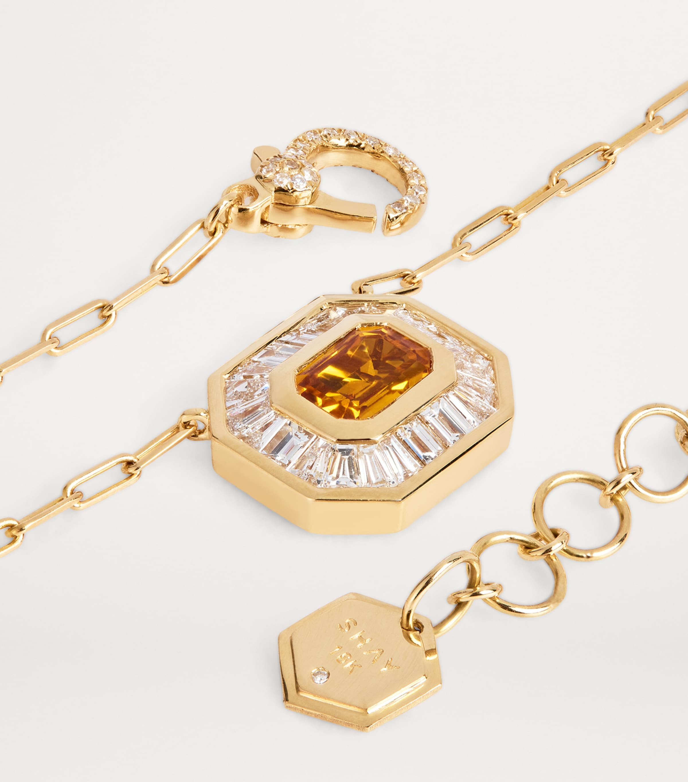 SHAY Yellow Gold, Diamond and Sapphire Halo Mini Deco Pendant Necklace Yellow Gold Image 5