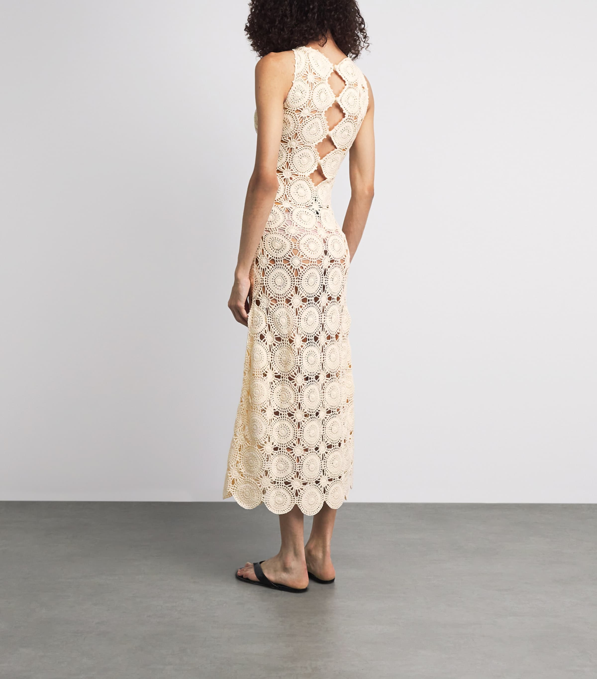 ESCVDO Womens Crochet Siula Maxi Dress Ivory Image 4