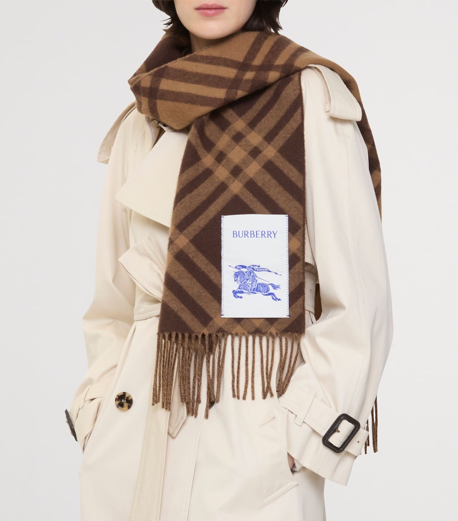Cashmere Check Scarf TREACLE BROWN Image 4