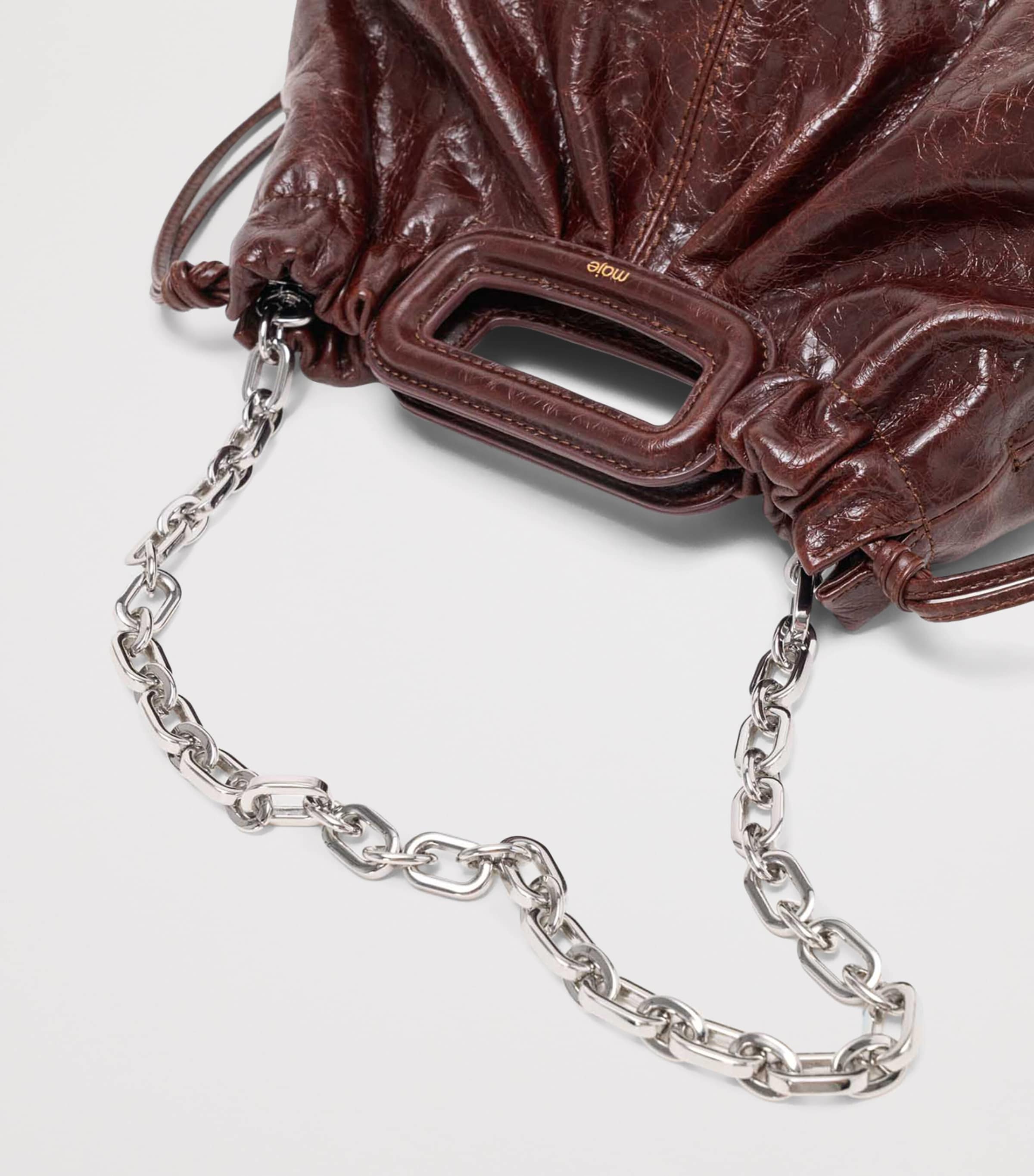 Maje Leather Milpli Clutch Bag Dark Brown Image 8
