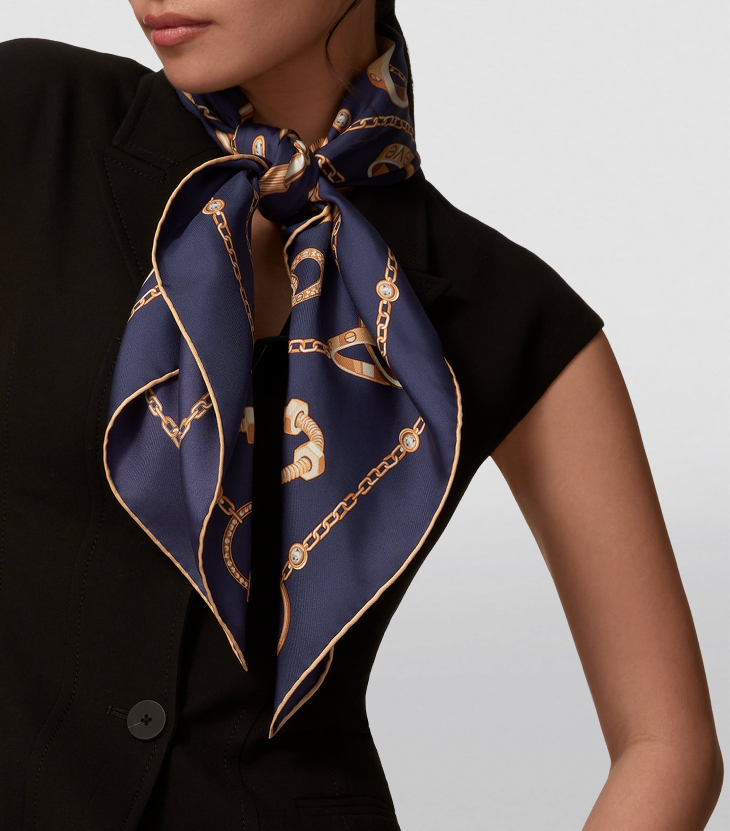 Cartier Navy Silk Precious Mundanity Scarf | Harrods UK