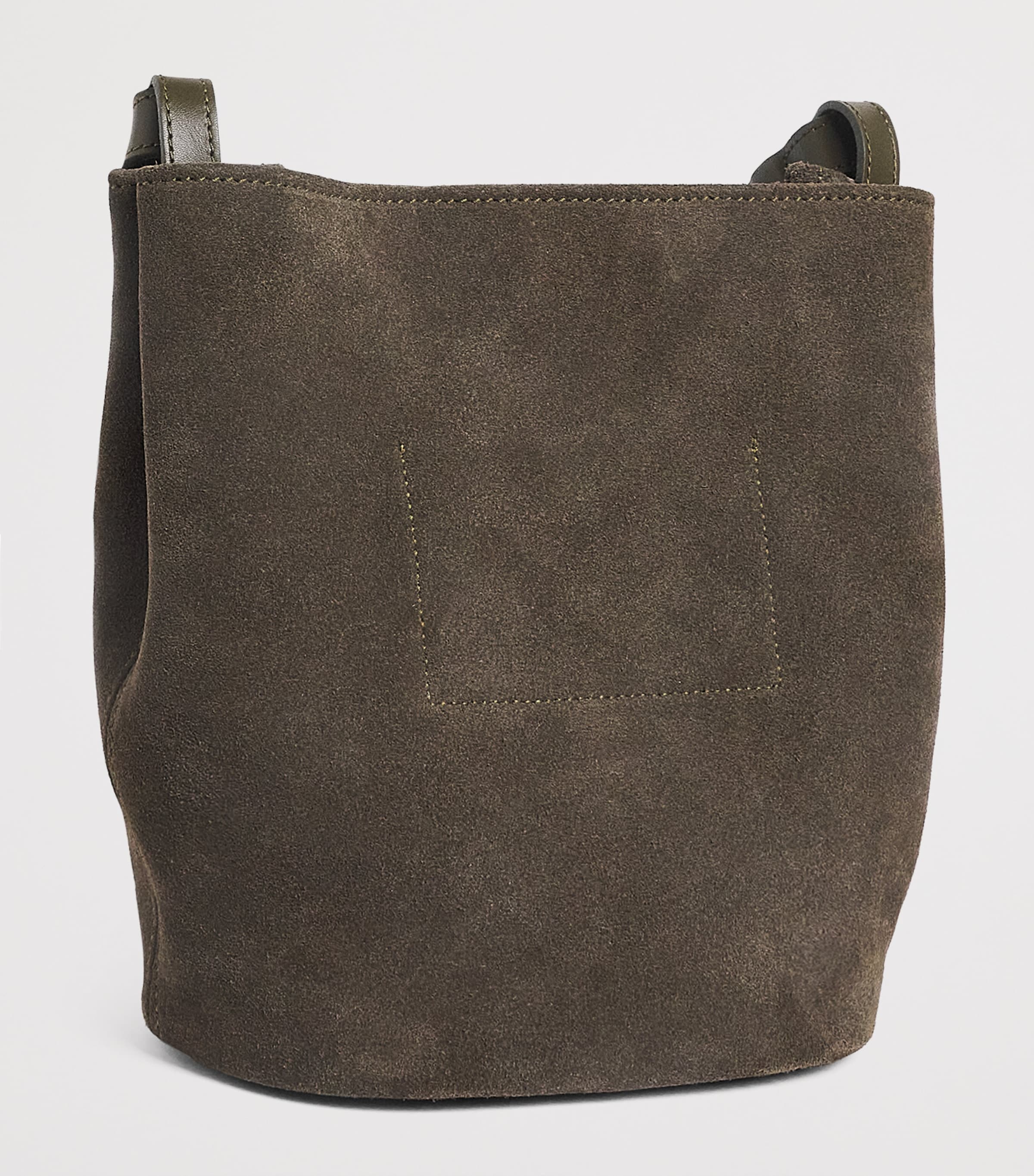 Harrods x Tusting Small Suede H Cross-Body Bag Olive Image 3