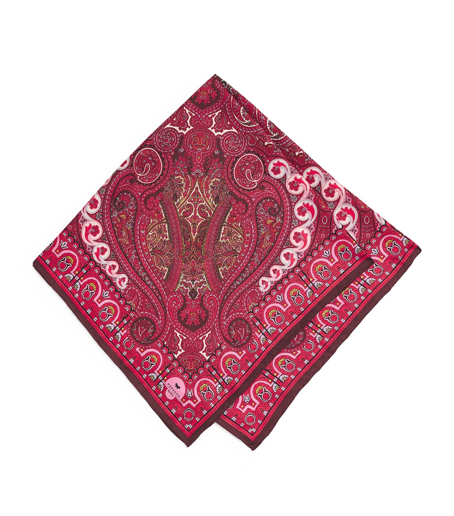 x Giuliva Heritage Silk Paisley Scarf RED PURPLE Image 1