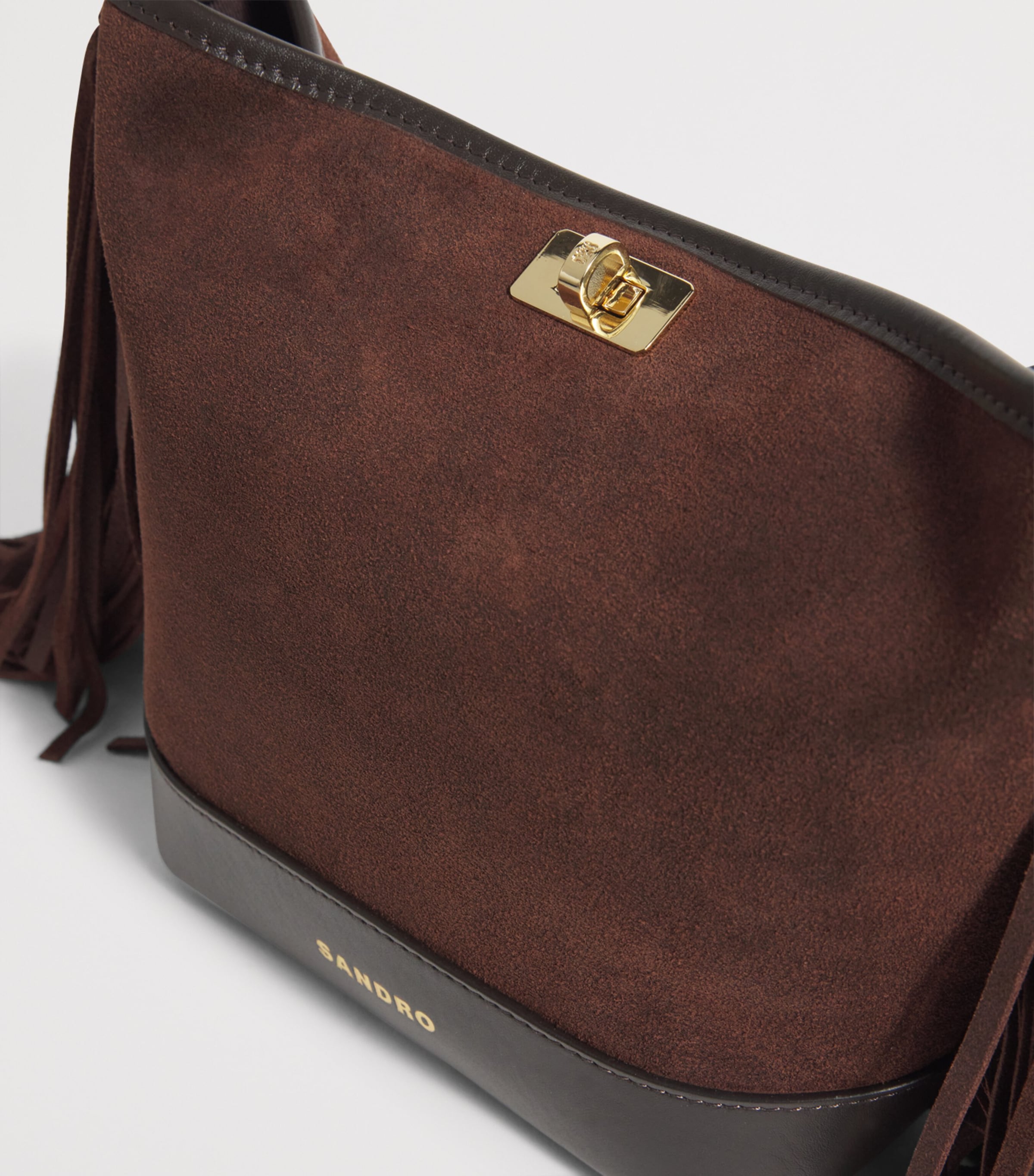 Mini Leather Fringe Tangoso Bucket Bag MAHOGANY Image 5