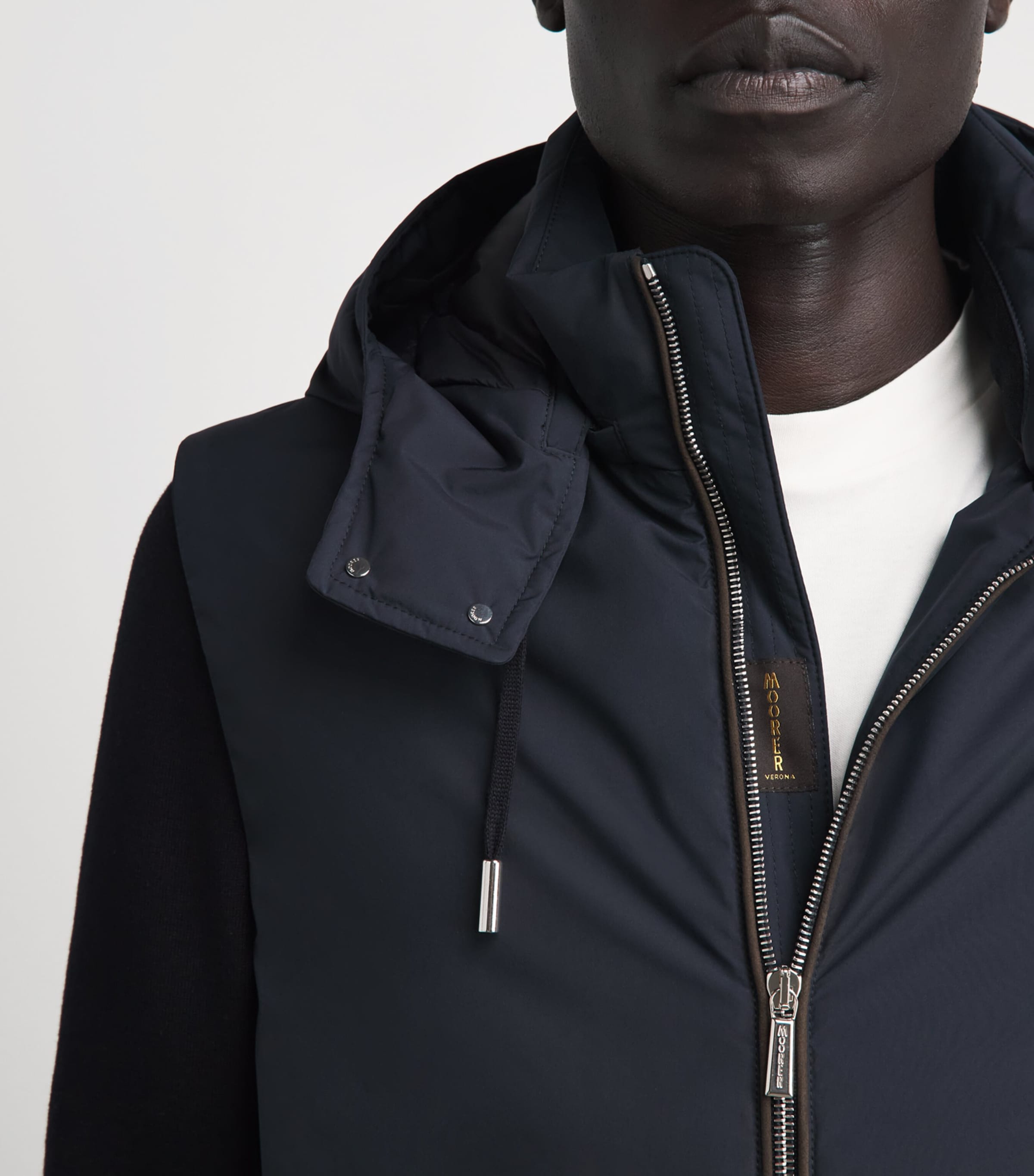 Moorer Mens Quilted Hybrid Jacket Blu Image 3