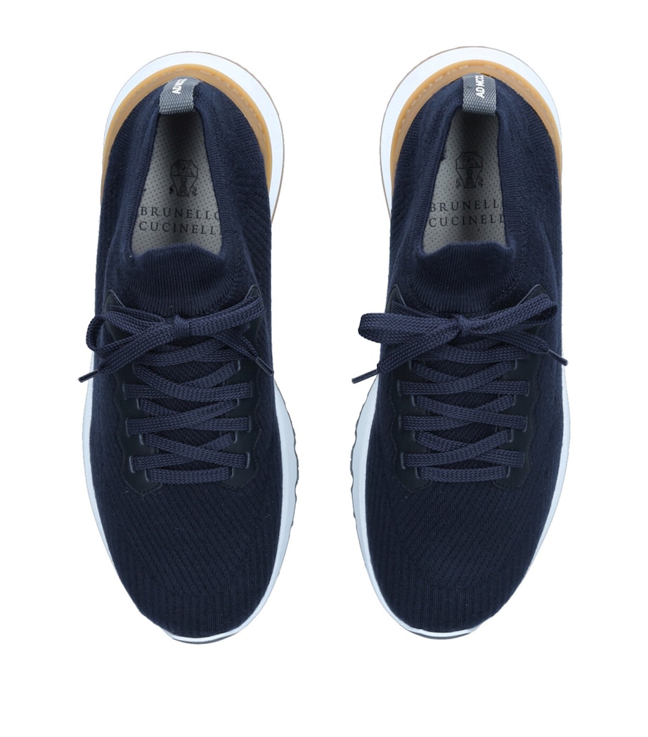 Brunello Cucinelli Knitted Low-Top Sneakers Navy Image 4