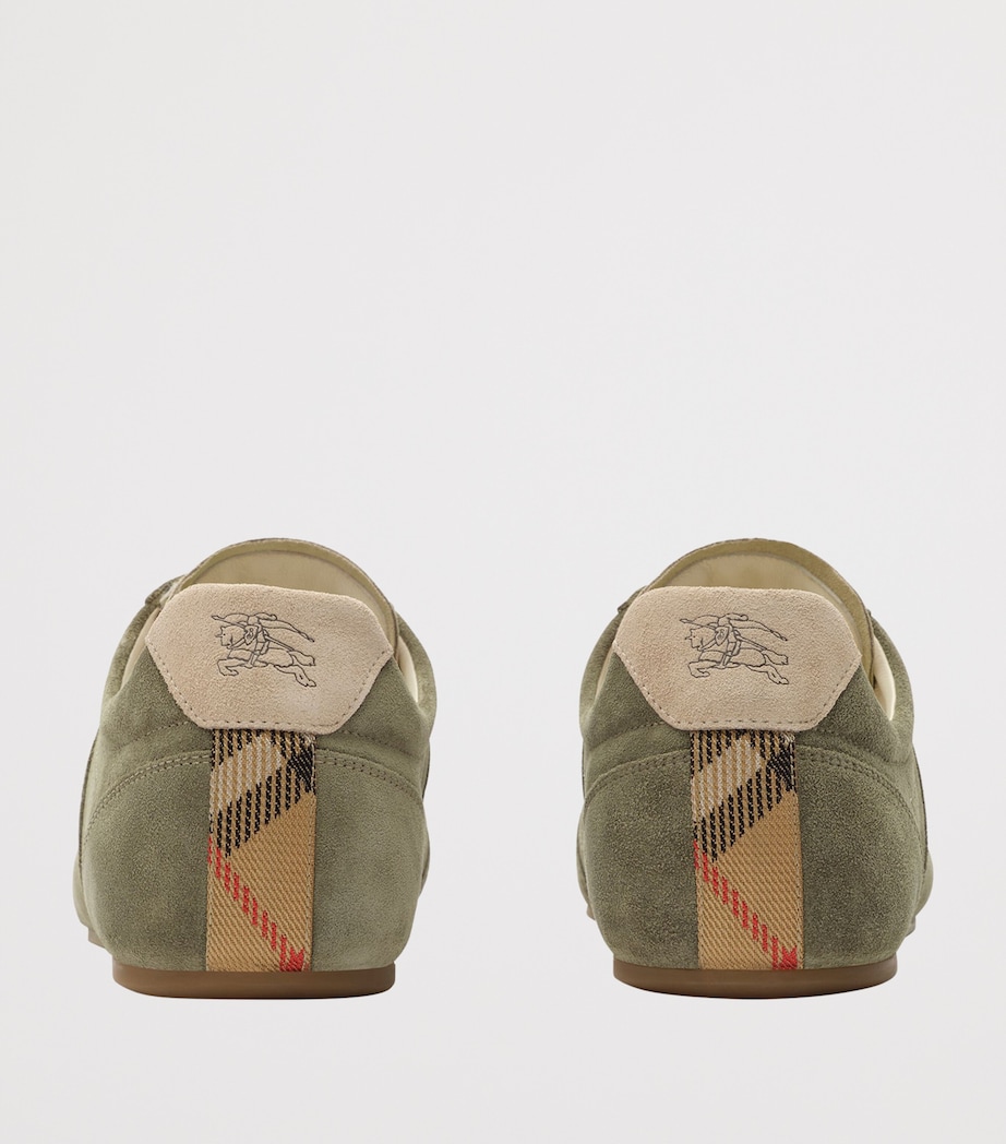Burberry Mens Suede Knight Runner Sneakers Airforce Green/tawny Image 3