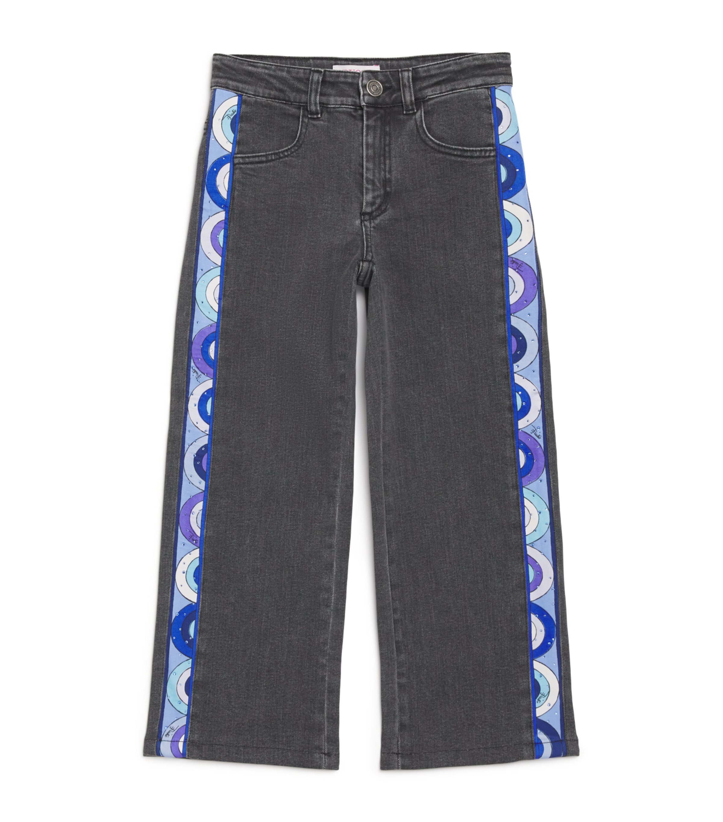PUCCI Junior Black Side Stripe Wide Leg Jeans 4 14 Years Harrods UK pucci-junior-black-side-stripe-wide-leg-jeans-4-14-years-harrods-uk