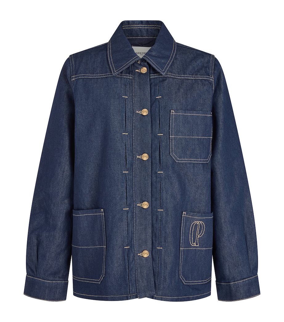 Embroidered Logo Denim Jacket BLUE DENIM Image 1
