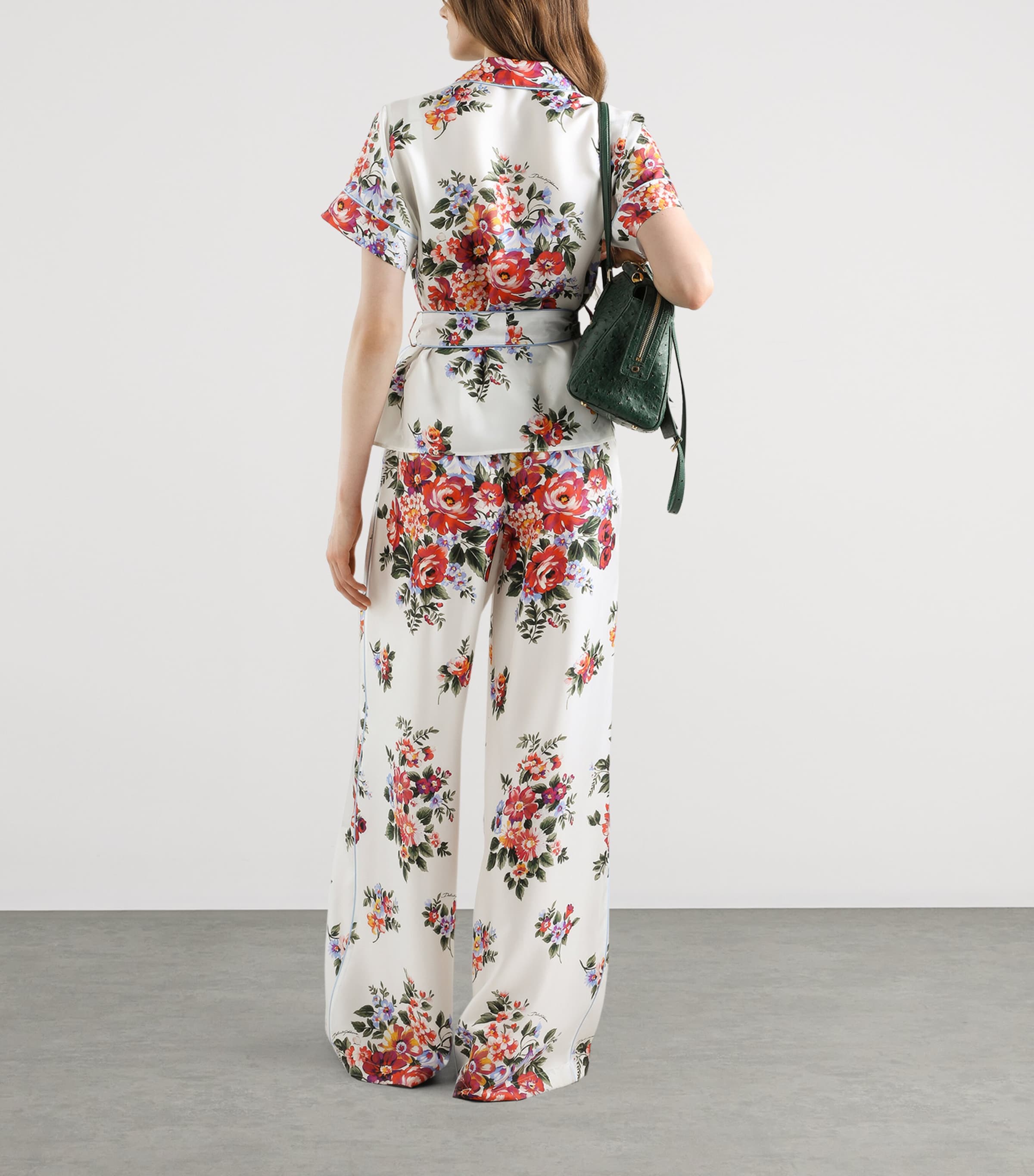 Dolce&Gabbana Womens Satin Floral Drawstring Trousers Mazz Image 3