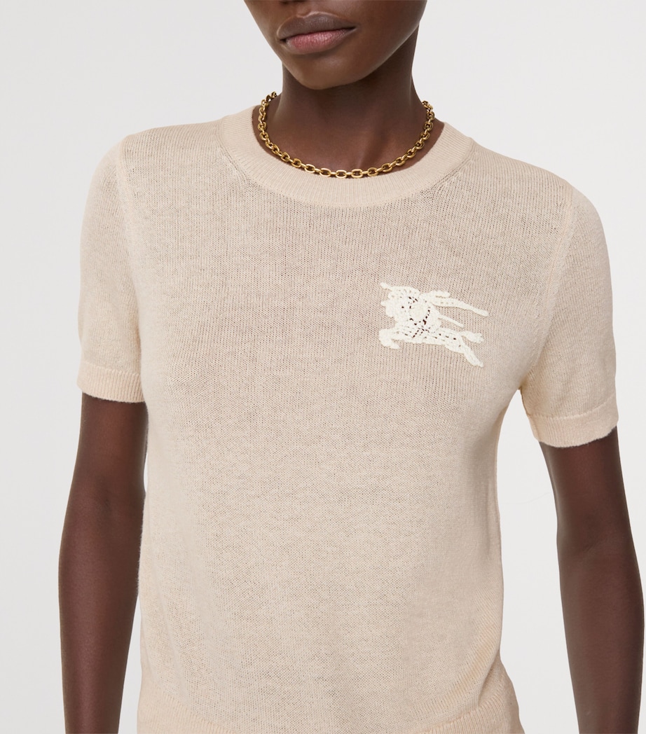 Burberry Womens Wool-Cotton EKD Knit Top Easel Beige Image 3