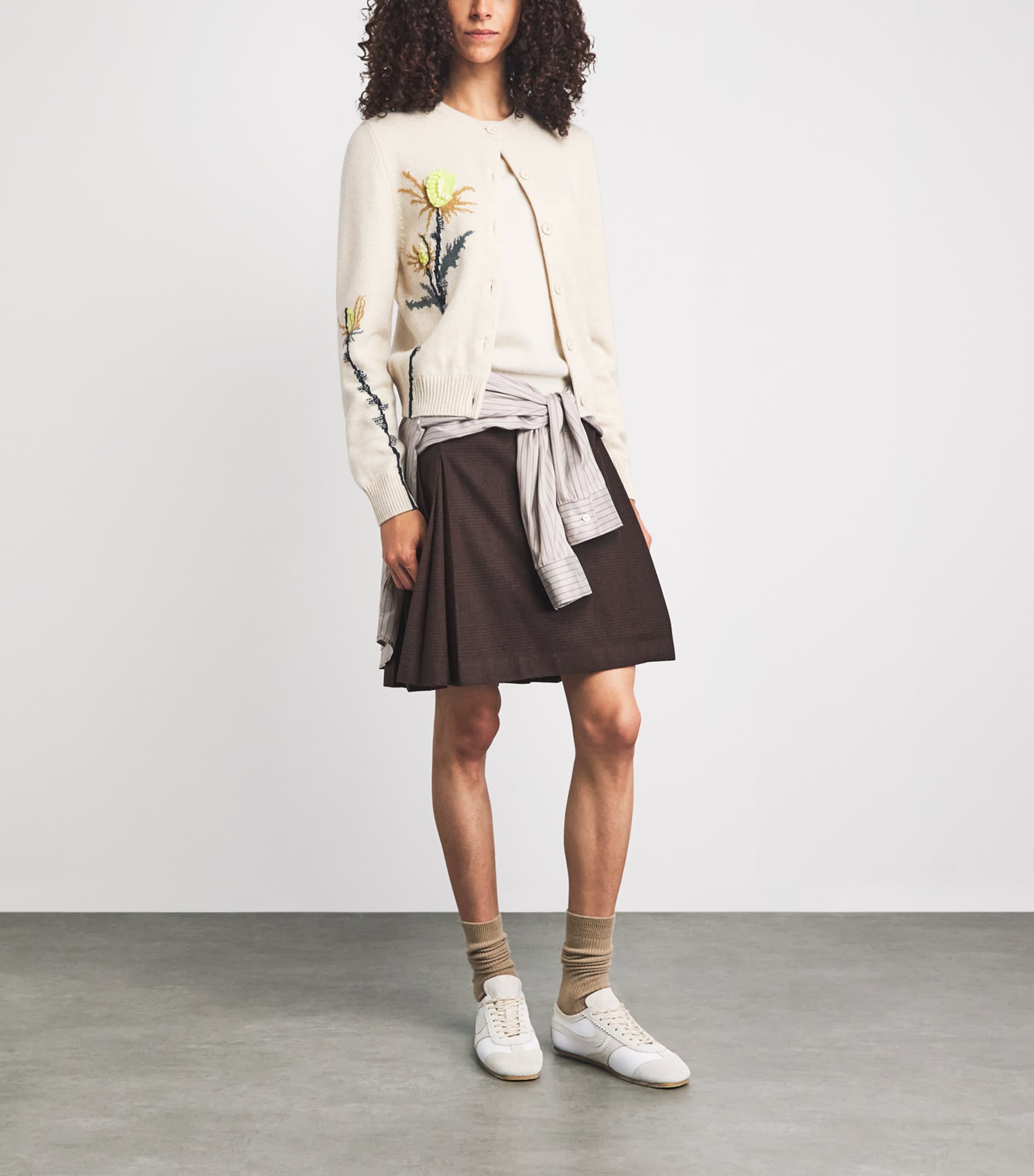 Barrie Womens Cashmere Thistle Cardigan Canvas Multi Image 2