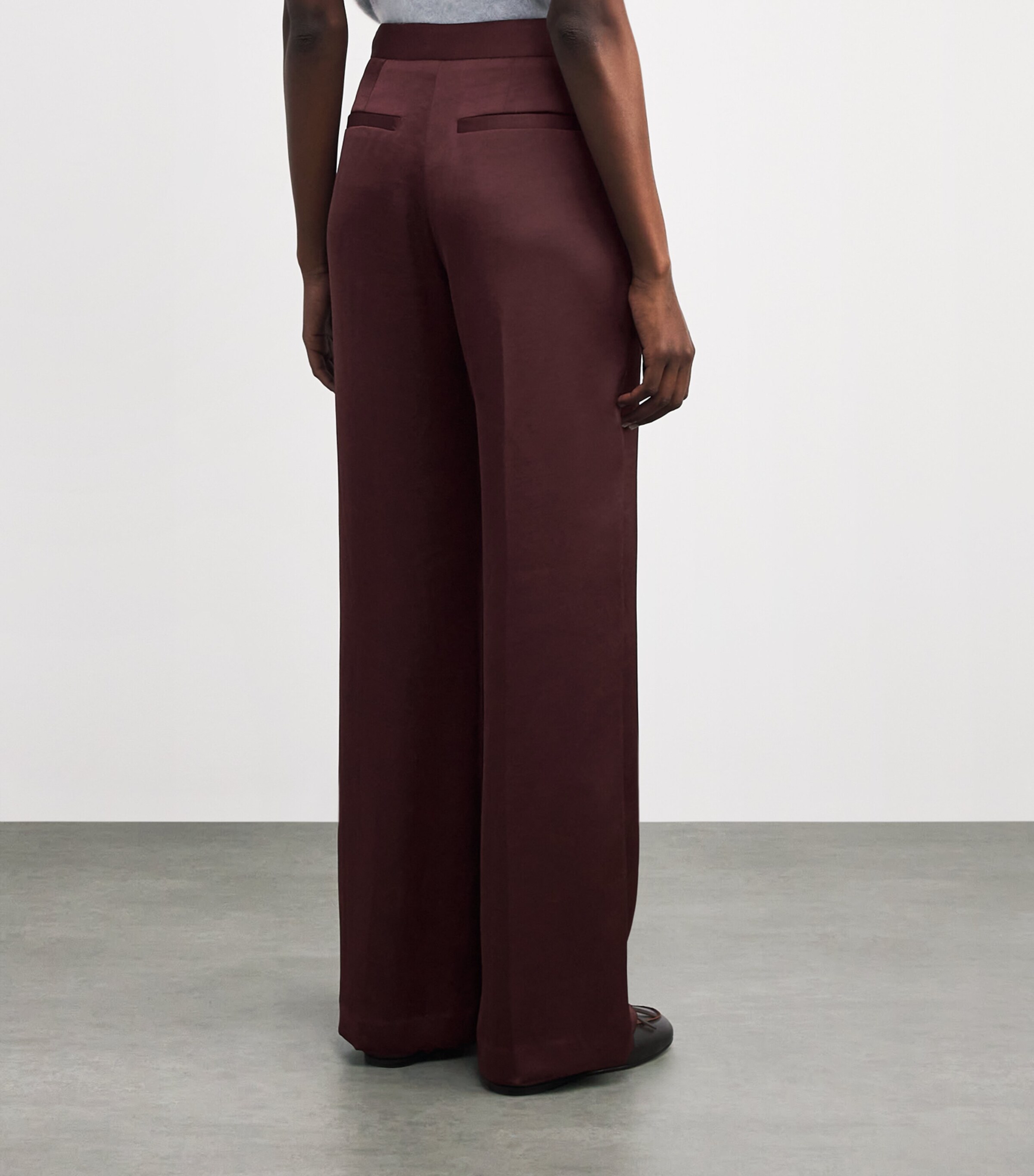 Satin Tailored Trousers BURGUNDY Image 4