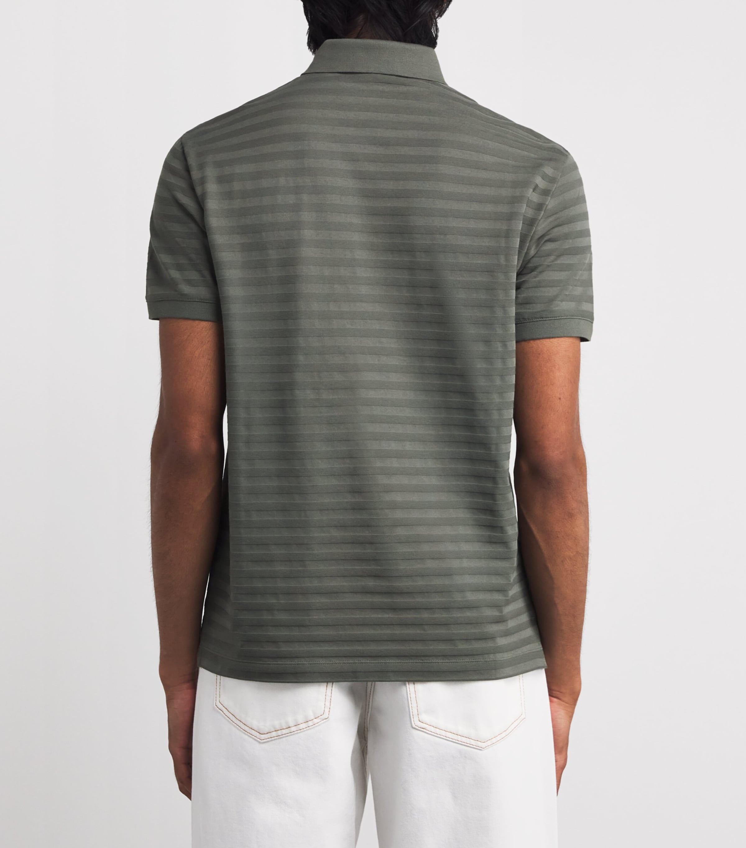 トップス archive emporio armani polo shirt Emporio Armani Knitted Polo Shirt - Vertical Grey - 3D1MXM-1MPGZ