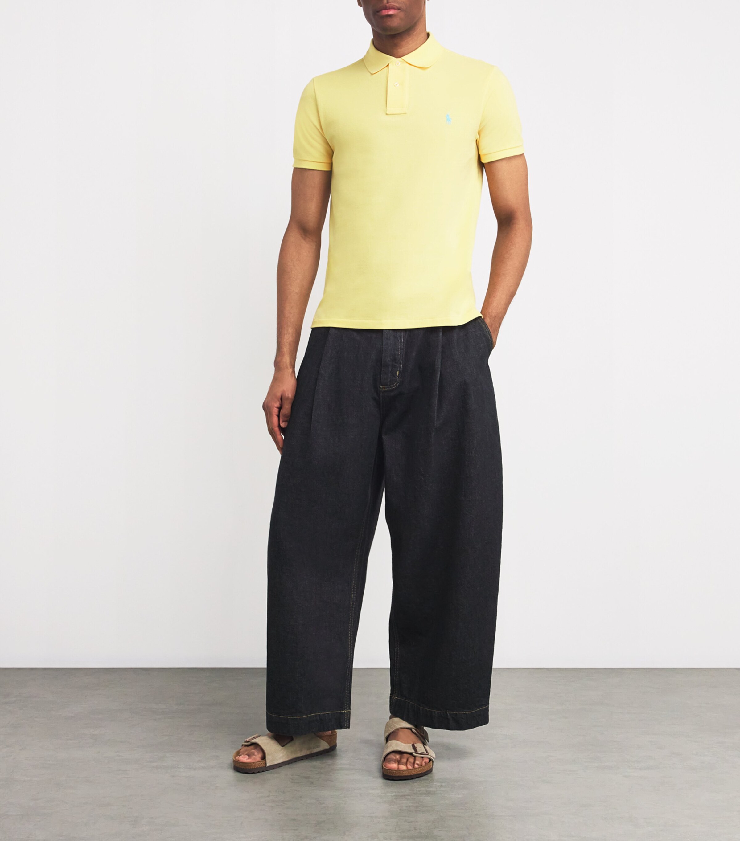 Cotton Mesh Slim-Fit Polo Shirt YELLOW Image 2