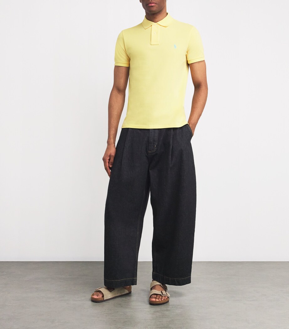 Cotton Mesh Slim-Fit Polo Shirt YELLOW Image 4