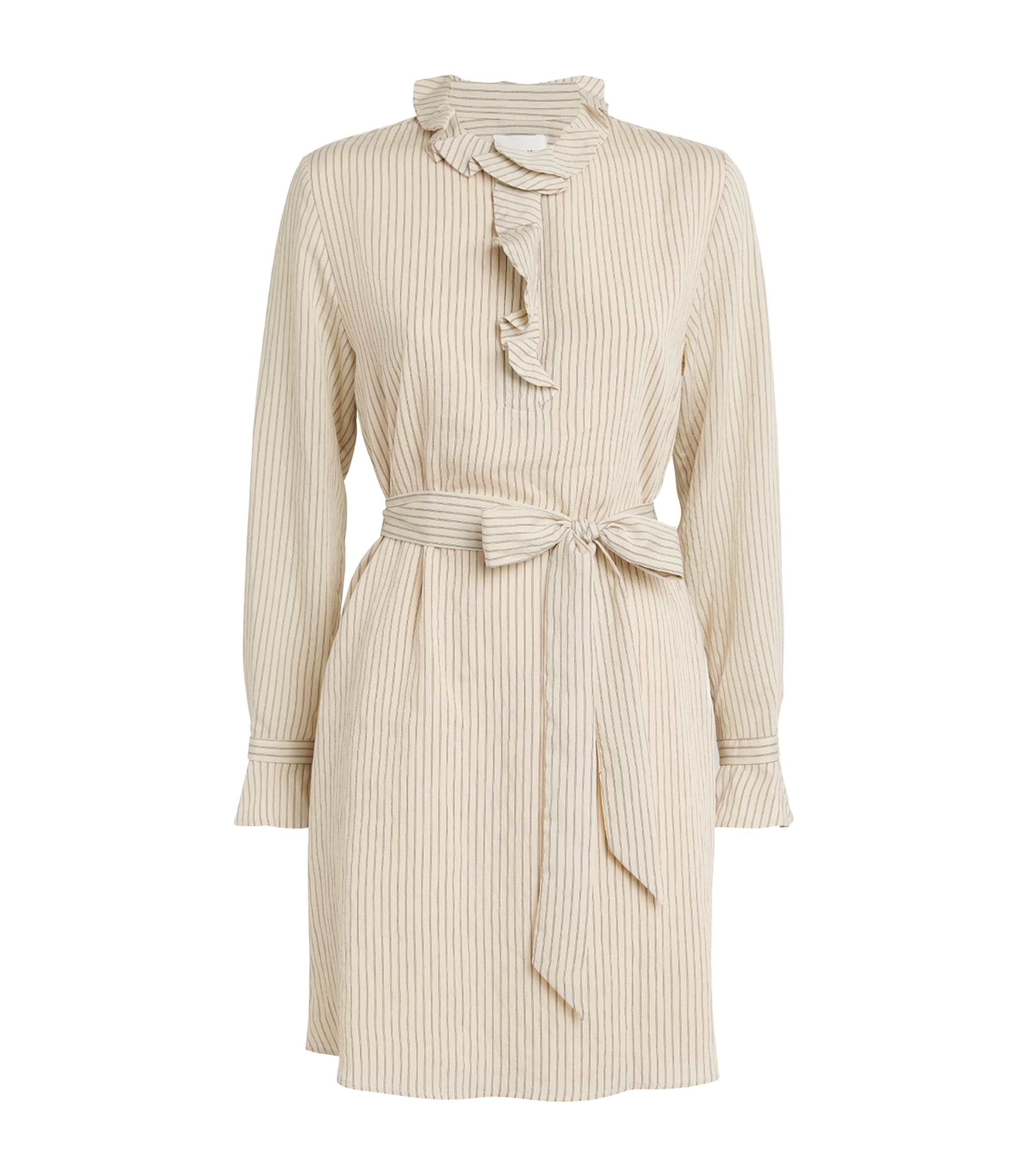 Claudie Pierlot Striped Ruffle-detail Mini Dress In Neutral