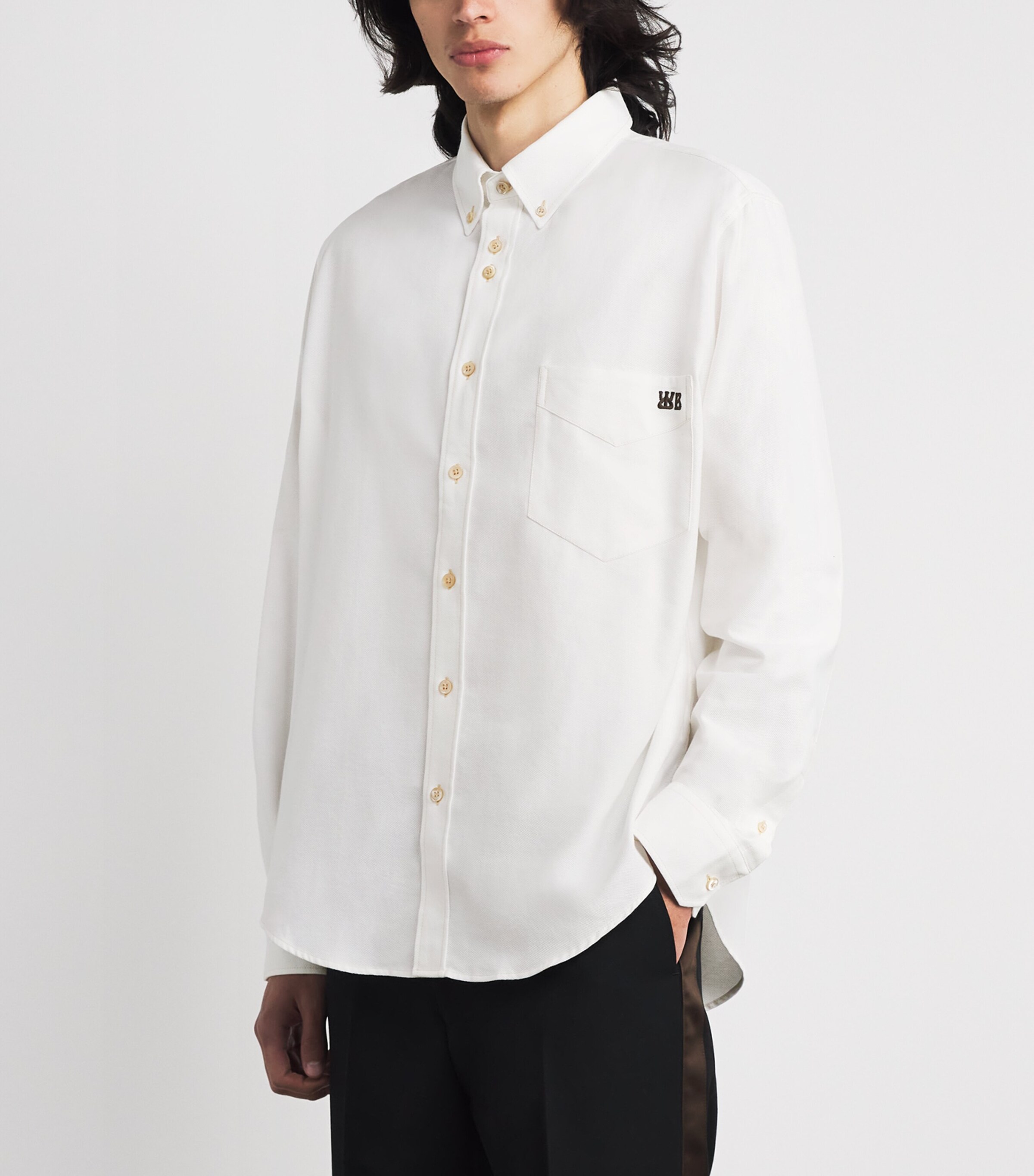 Wales Bonner Mens Cotton Embroidered Isaac Shirt White Image 4