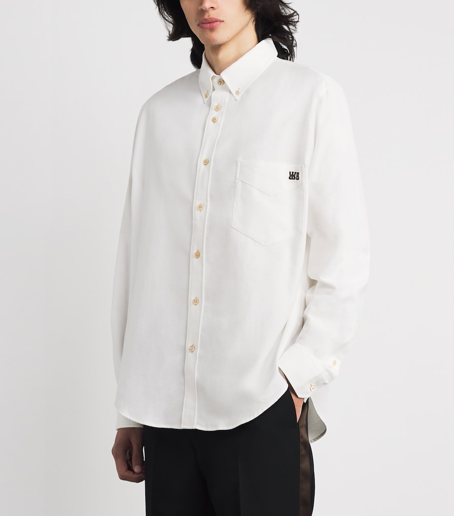 Wales Bonner Mens Cotton Embroidered Isaac Shirt White Image 4
