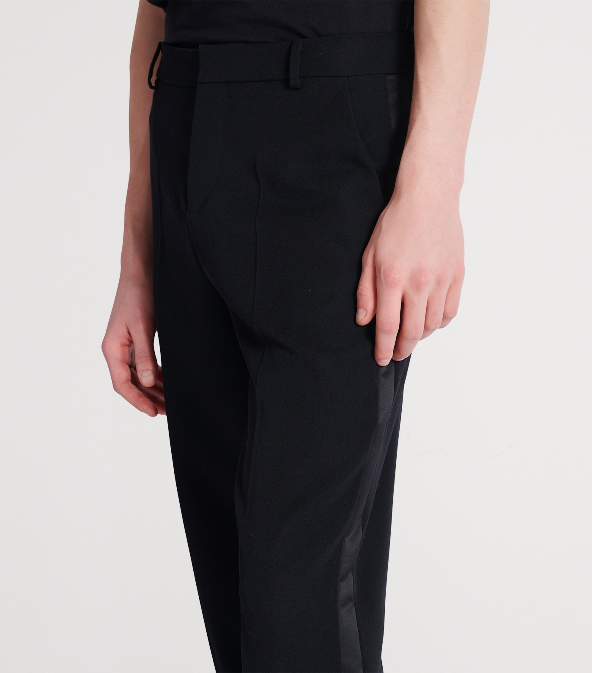 Wool Cropped Straight Trousers EAP NOIR/NOIR Image 8