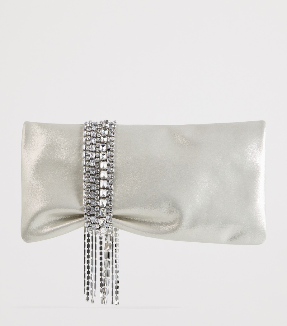 Zandra Leather Embellished Clutch Bag LIGHT SOFT GOLD/CRYS Image 4