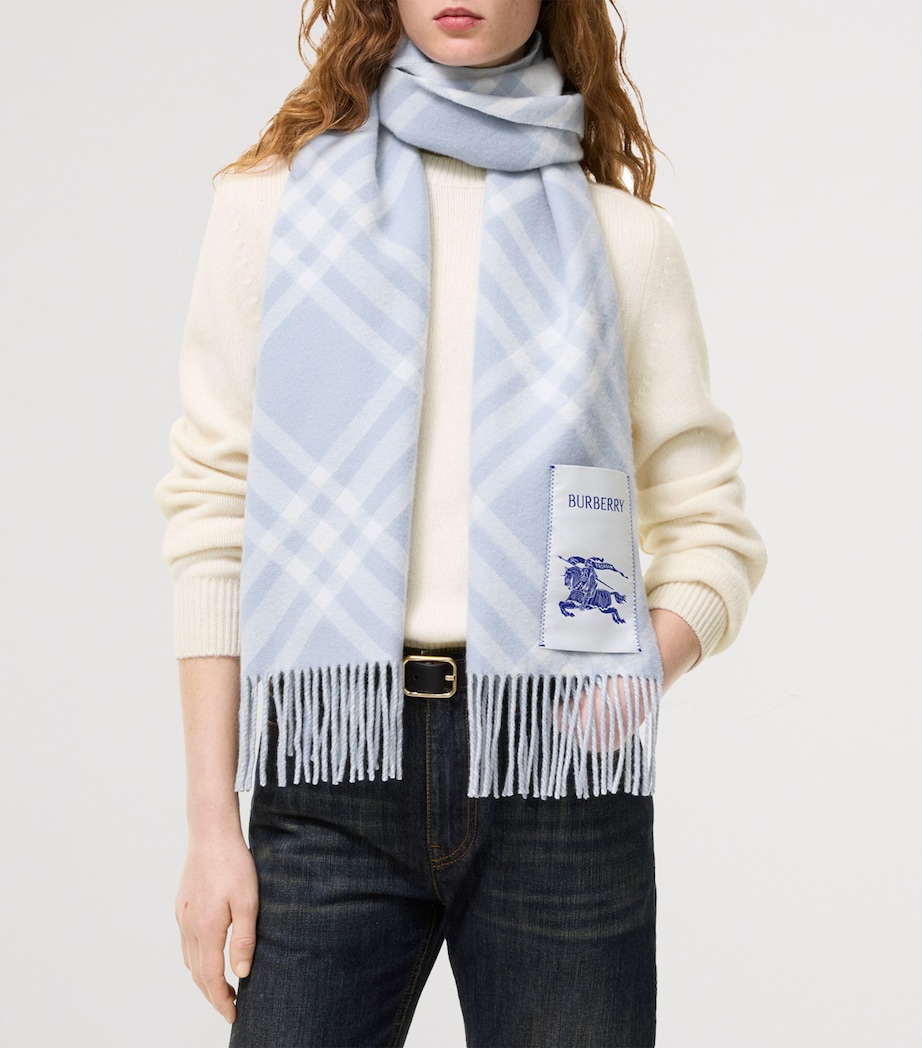 Burberry Cashmere Check Scarf Bank Blue Image 2